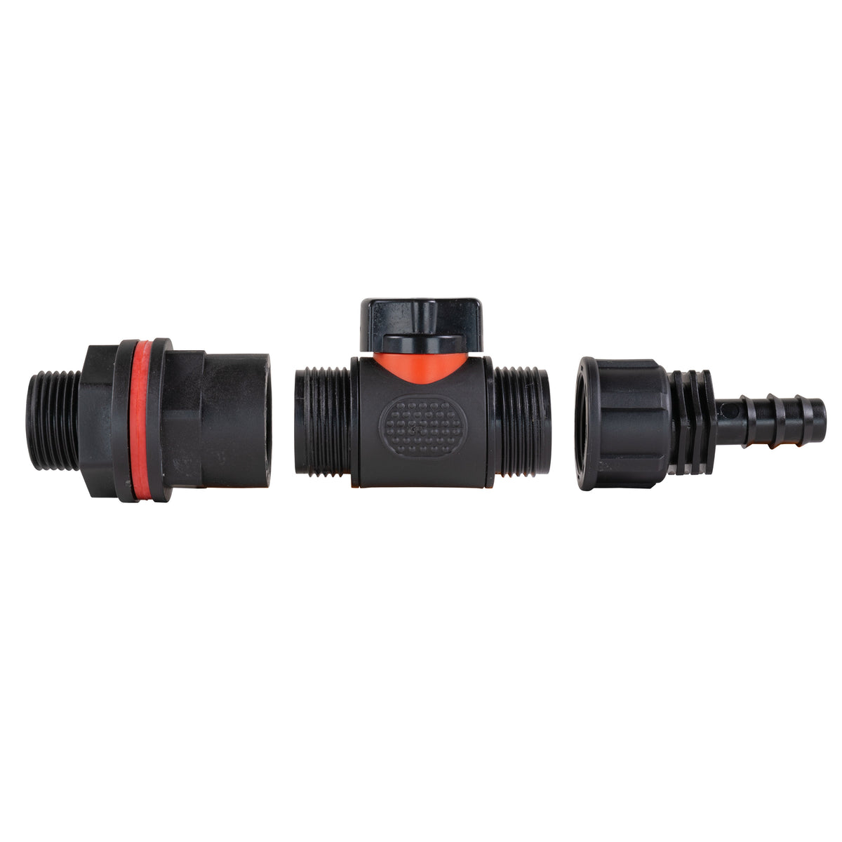 Water Butt Kit 3/4in with In-Line Valve + 1/2in Barb and Drill Bit