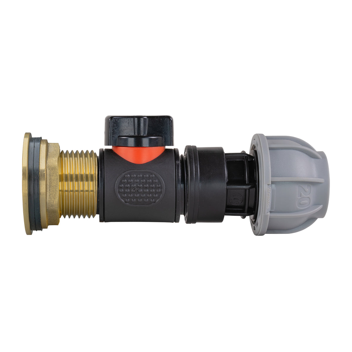 Water Butt Brass Kit 1in with In-Line Valve + 20mm MDPE for Brass Water Fitting